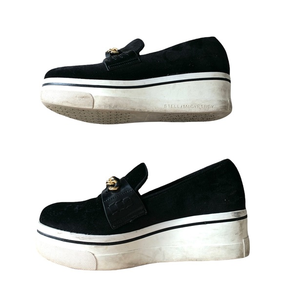 Stella McCartney Velvet Gold Chain Platform Shoes - Picture 15 of 17